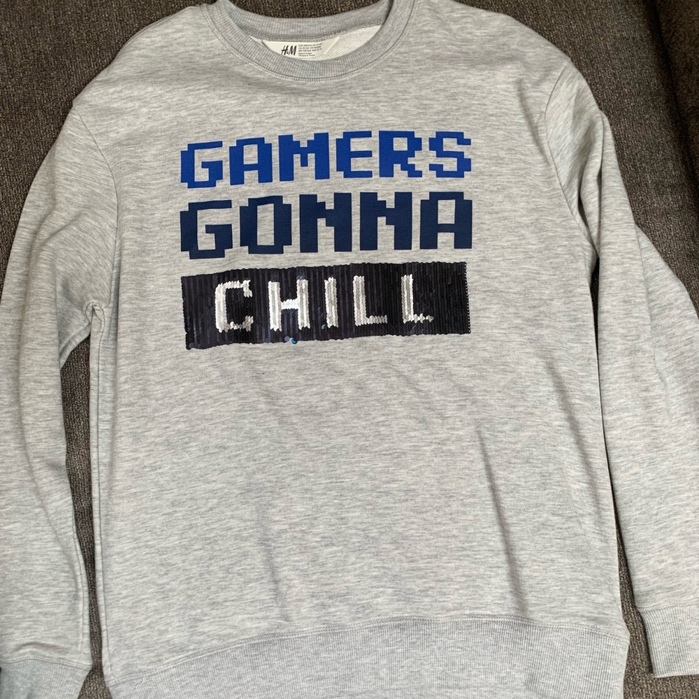 H&M Blue and Gray Gaming Sweatshirt